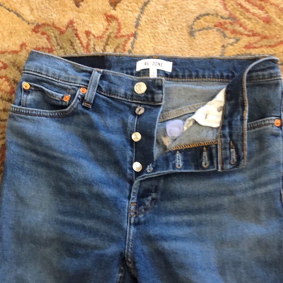 Re/Done straight leg, raw hem button-fly jeans 28 high-rise - Picture 2 of 7